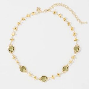 WHBM Olive + Gold Single Strand Necklace